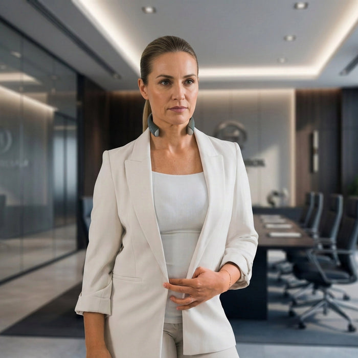 MaxoRize Professional X worn by woman executive standing in modern office